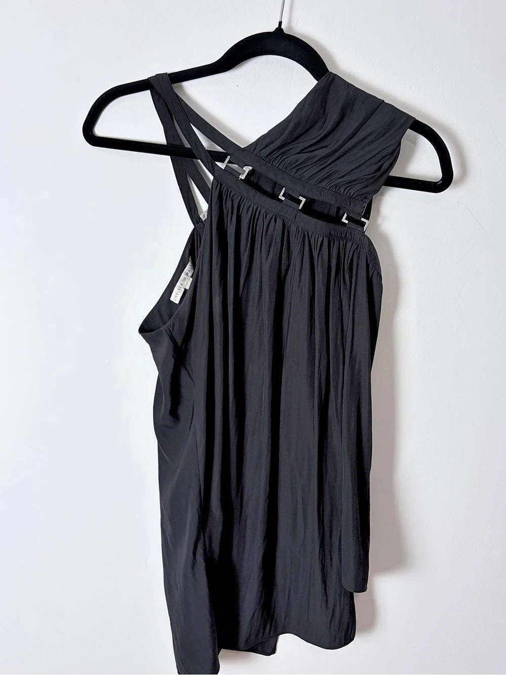 Chelsea and Walker Black Asymmetric Cutout Silver Hardware Top Size 2